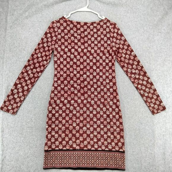 Michael Kors Sheath Dress Womens Size XS Burgundy Floral Stretch Long Sleeve - Picture 9 of 12